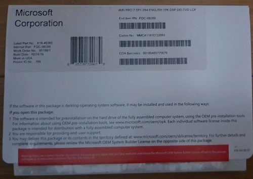 Microsoft windows win pro - windows, 7