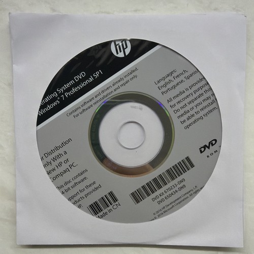 Sistema operativo dvd - hp,