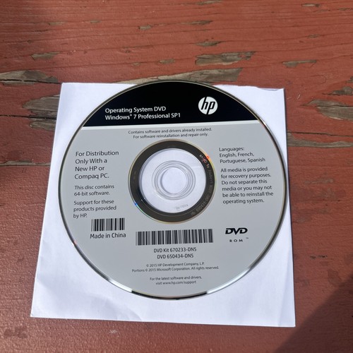Sistema operativo dvd - hp,